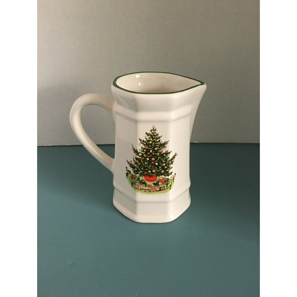 Pfaltzgraff Christmas Heritage Creamer 11oz Christmas Tree Green Trim